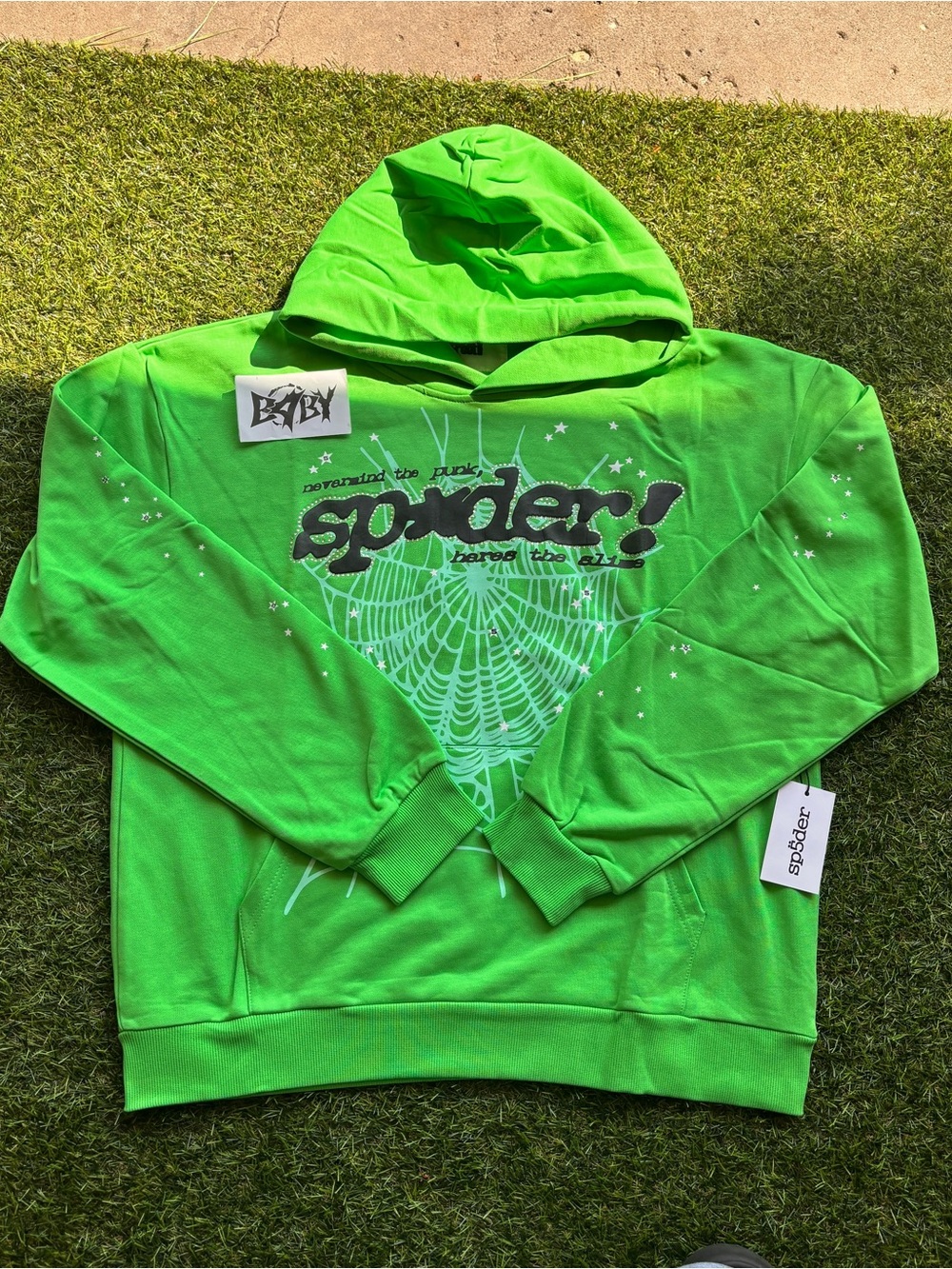 SP5DER V2 WEB RHINESTONES LIME GREEN XL